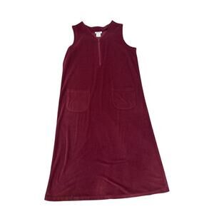 CW Classics Velour Jumper Dress Burgundy Womens Large Front Pockets